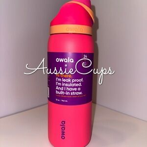 Owala Hyper Flamingo 32 Oz Water Bottle, Rare, BNWT Hot Pink & Orange Authentic